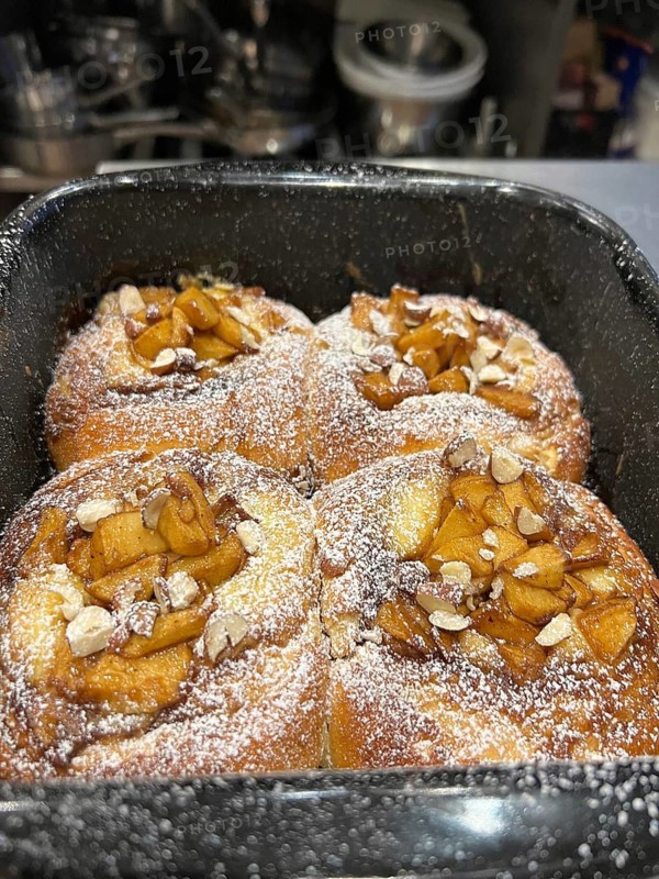 Freshly baked apple cheesecake brioche, Vienna, Austria