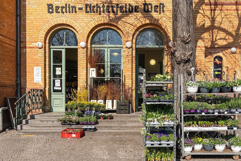 Historic entrance area to Lichterfelde West S-Bahn station, Berlin, Germany