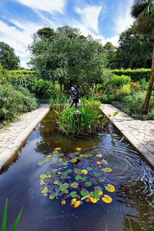 Italian garden, pond, garden Lost Gardens of Heligan, Cornwall, England, Great Britain