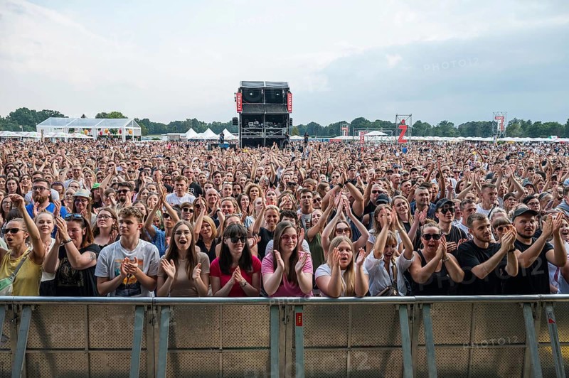 WROCLAW, POLAND - JULY 23, 2022: Concert tour Meskie Granie 2022 (Men's Playing). Fans in front of the stage