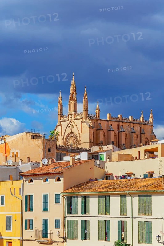 View of Palma de Mallorca historic district, Palma de Mallorca, Mallorca, Balearic Islands, Spain