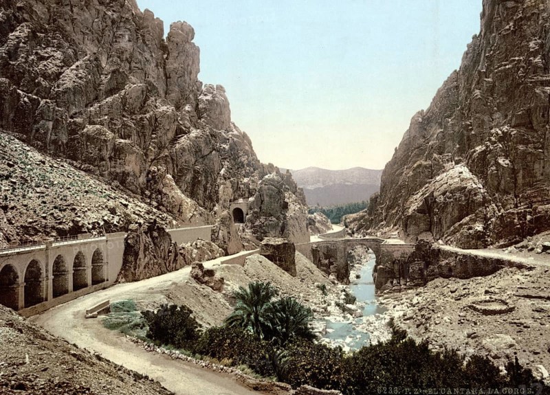 The Gorge, El Cantara, Algeria, ca 1890, Historical, digitally restored reproduction from a 19th century original, Record date not stated