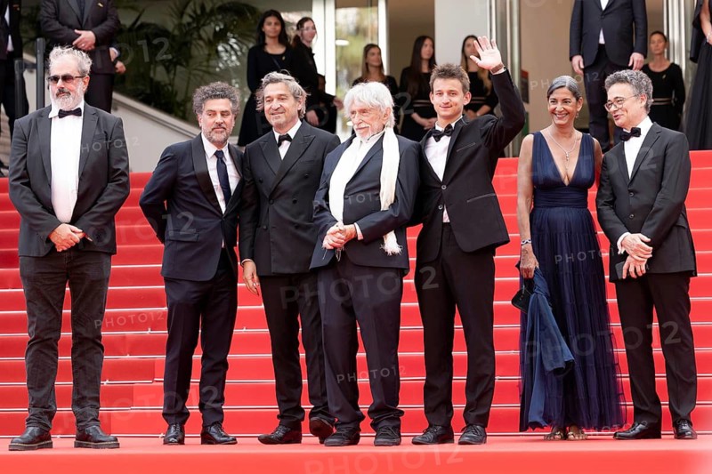 Cannes, France - 22.5.2024: Gustave de Kervern, Frédéric Niedermayer, Louis-Do de Lencquesaing, Pierre Richard, Timi-Joy Marbot and Ceyla Lacerda during the - La Venue De L'avenir (Colours Of Time) - Red Carpet during the 78th Cannes International Film Festival. The film festival takes place from 13 to 24 May 2025