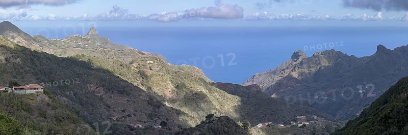 Atlantic coast, Tagana Valley, Barranco de la Iglesia, Anaga Mountains, Las Montanas de Anaga, Tenerife, Canary Islands, Spain