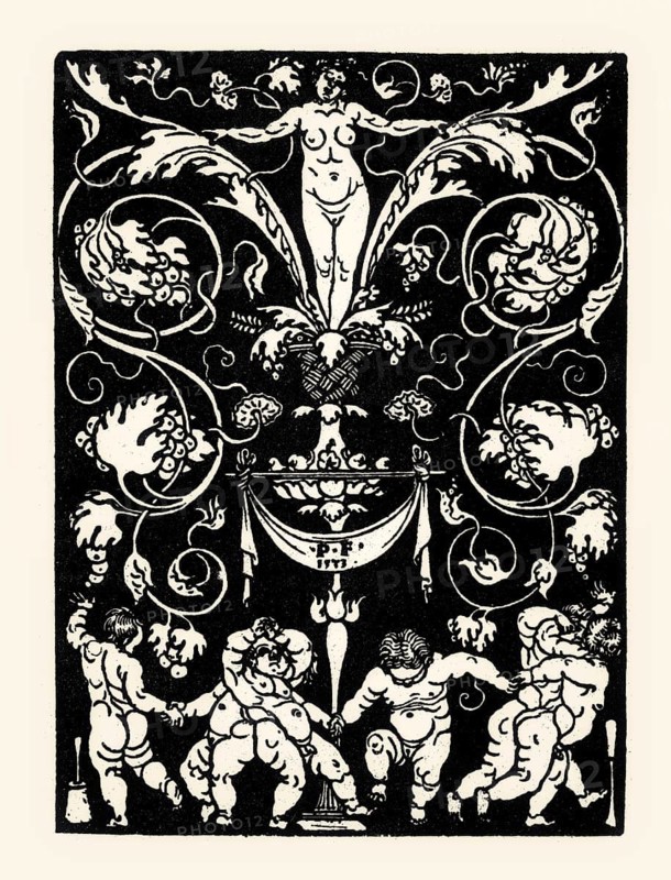 Grotesque woodcut, 16th century, by Peter Flötner, Nürnberg, facsimile of the 19th century