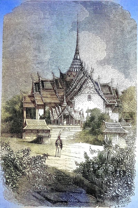 Pagoda in Bangkok, Thailand, 1876 / Pagoda in Bangkok, 1876, Historisch, historical, digital improved reproduction of an original from the 19th century / digital reproduction of an original from the 19th century
