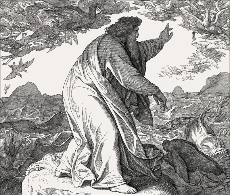 Creation of Birds and Sea Creatures, by Julius Schnorr von Carolsfeld, 1860