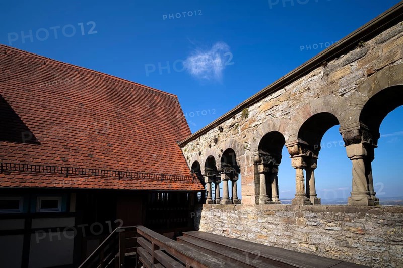 Palace arcades, historic imperial palace, castle district, old town, Bad Wimpfen, Kraichgau, Baden-Württemberg, Germany