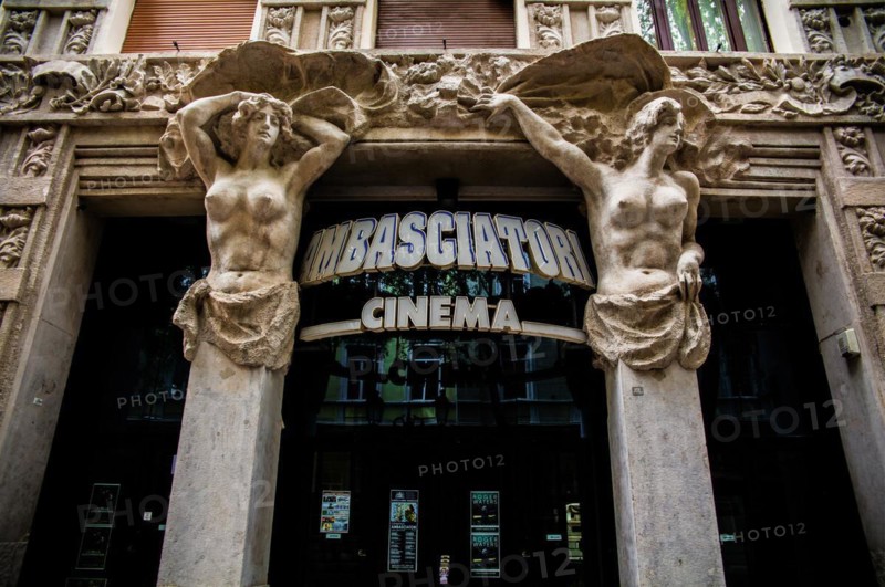 Pompoese cinema entrance of the Ambrasciatori Cinema, promenade Viale XX Settembre, Trieste, harbour city on the Adriatic, Friuli, Italy, Trieste, Friuli, Italy