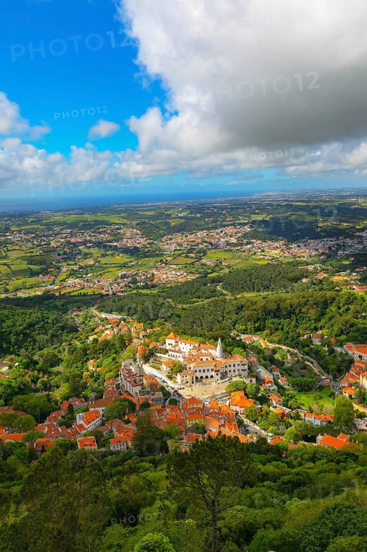 Sintra town, high angle view, Sintra, Portugal