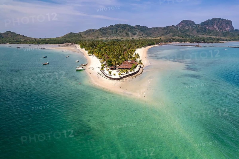 The island of Koh Mook in the Andaman Sea seen from the air, Thailand