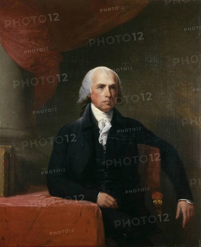 James Madison (1751-1936), American politician and political philosopher, fourth President of the United States 1809-1817. Portrait of Gilbert Stuart (1754-1828), 1805-1807