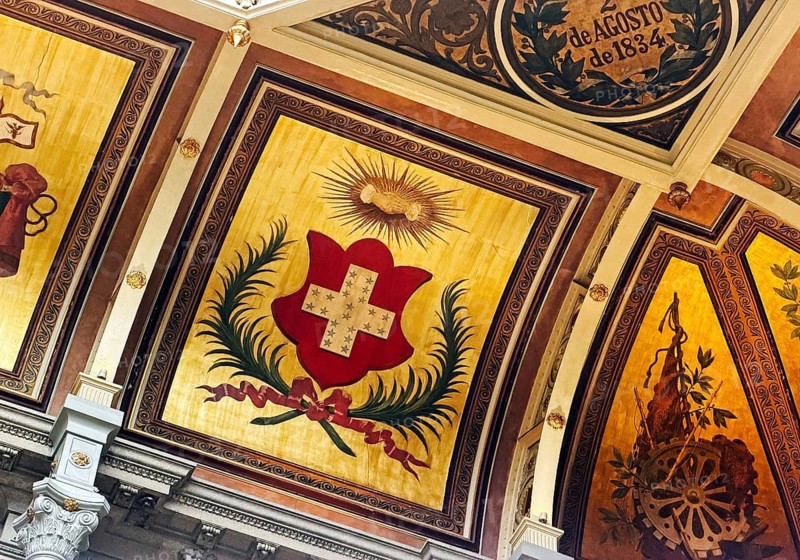 Palácio da Bolsa, neoclassical style stock exchange, ceiling detail, UNESCO World Heritage Site, Porto, Portugal