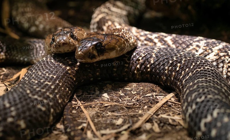 Spectacled Snake or South Asian Cobra (Naja naja naja naja), Pair, Animal Portrait, Baden-Württemberg, Germany