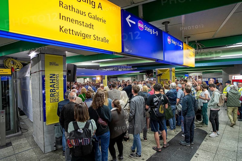 URBAHN Music Sessions, free concerts in underground stations of the Ruhrbahn in Essen, here at the town hall, Essen, North Rhine-Westphalia, Germany