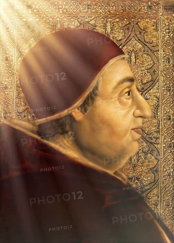 Pope Alexander VI, Alessandro VI, Alexandre VI, Alejandro VI, born Roderic Llançol i de Borja, c.?1431 – 1503, ruler of the Papal States from 1492 until his death in 1503, digitally edited after a painting attributed to Pedro Berruguete