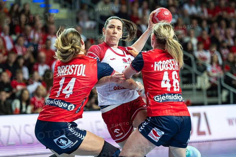 LUBIN, POLAND - MARCH 5, 2026: Women handball match EHF EURO Cup 2026: Poland - Norway. In action Kobylinska Monika