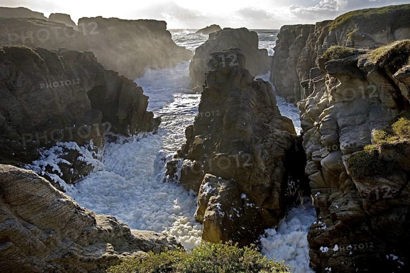 Storm at sea in winter, Côte Sauvage, Quiberon, Brittany, France