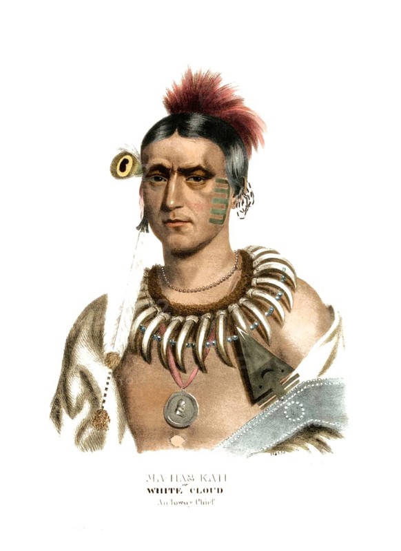 American Indian, Native American, Ma-Has-Kah, a chief of the Loways, United States of America, USA, Painting by Charles Bird King (1785, 1862, c. 1840, Historical, digitally restored reproduction from a 19th century original, Record date not stated