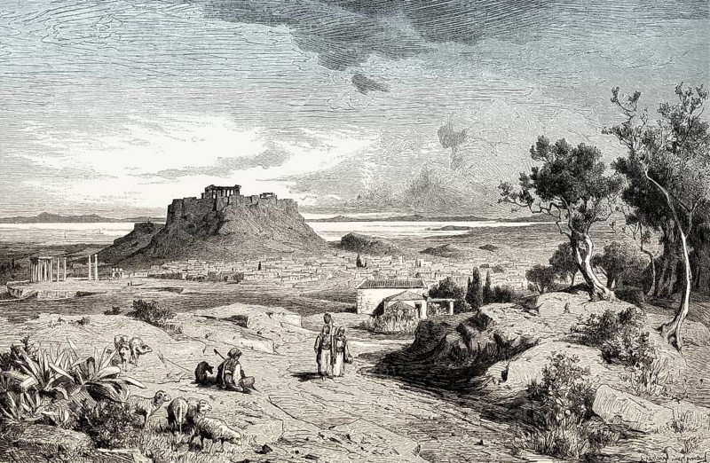 City-scape of Athens, 19th century, Greece