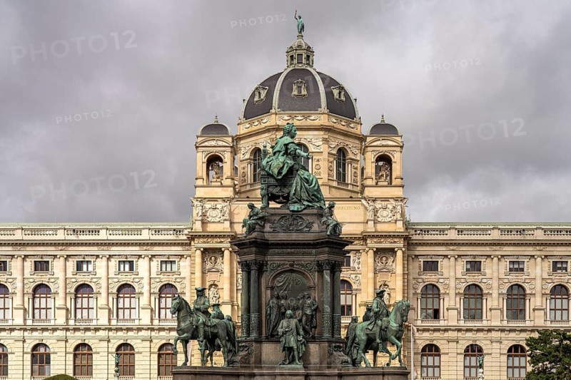 Maria Theresa Square with the Maria Theresa Monument and the Natural History Museum in Vienna, Austria