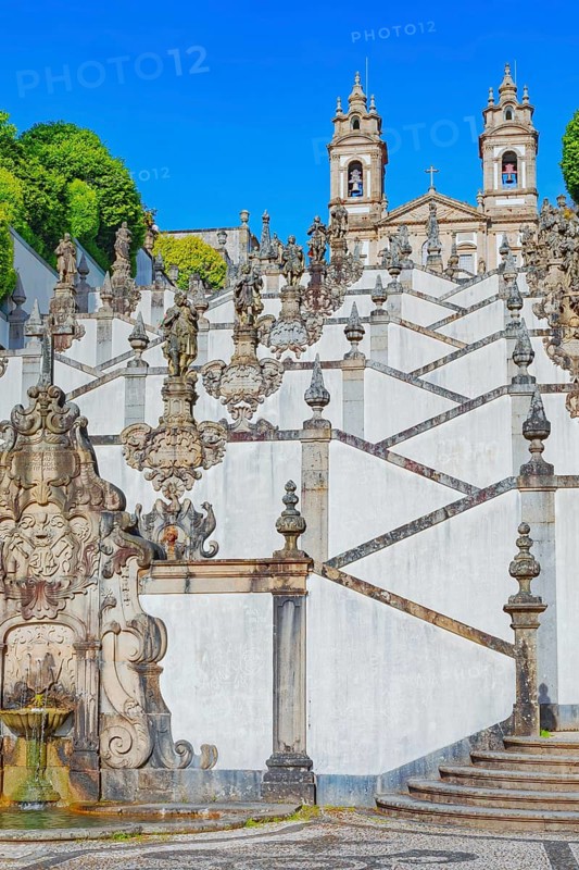 Monumental baroque stairway leading Bom Jesus do Monte church, Braga, Minho Province, Portugal