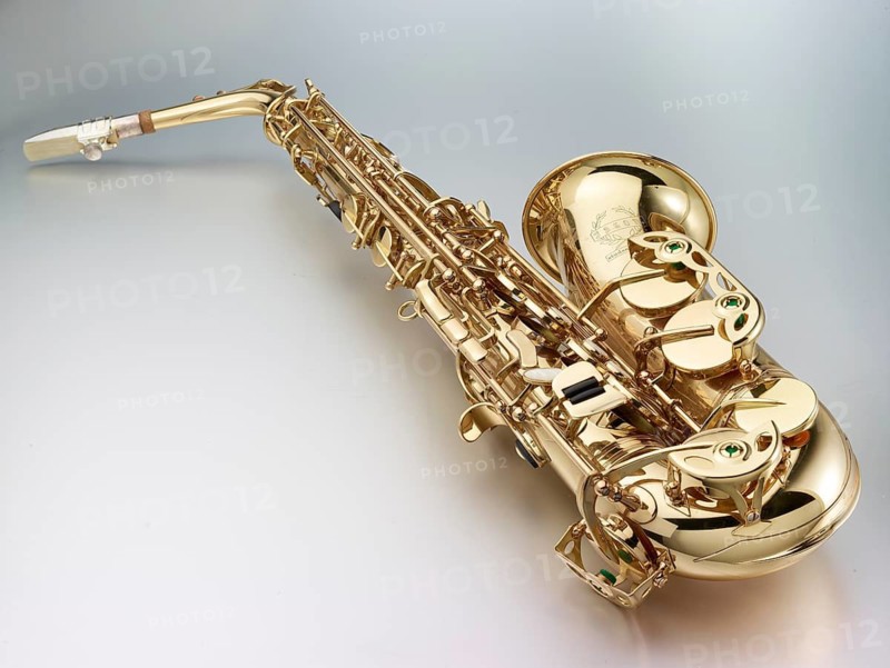 Saxophone in front of a white background, studio shot