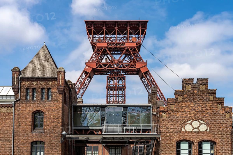 Winding tower of the former Rheinpreußen IV mine in Moers, North Rhine-Westphalia, Germany