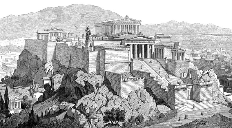 Reconstruction of the Acropolis in Athens, Greece, 5th Century BC