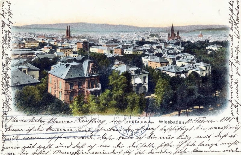 Historical postcard, picture postcard, Wiesbaden, Hesse, Germany, digitally enhanced reproduction of an original from around 1900, picture postcard