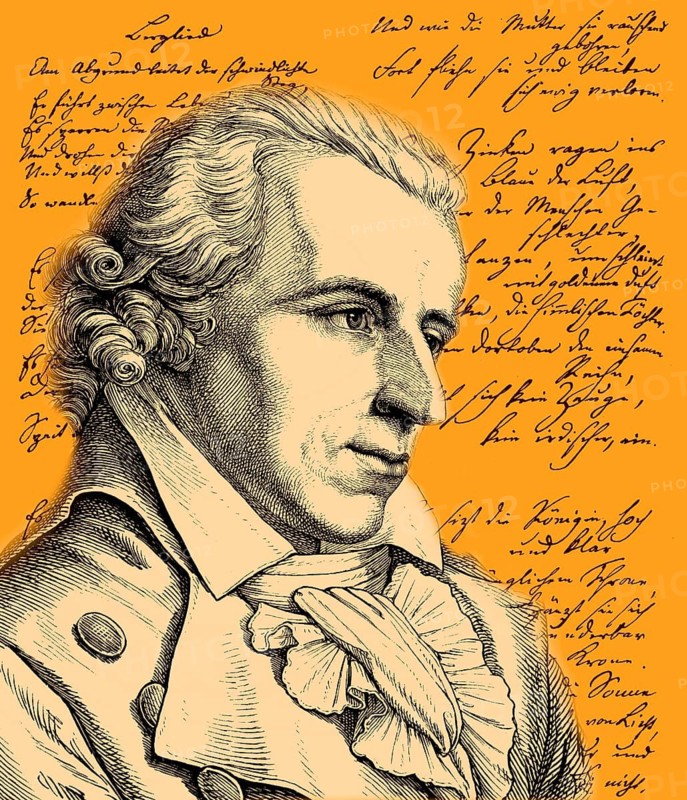 Historical manuscript with portrait, 1804, Mountain Song by Johann Schiller, 1759-1805