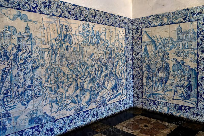 Church and Monastery of Sao Vicente de Fora, Panel of azulejos painted tiles, Lisbon, Portugal