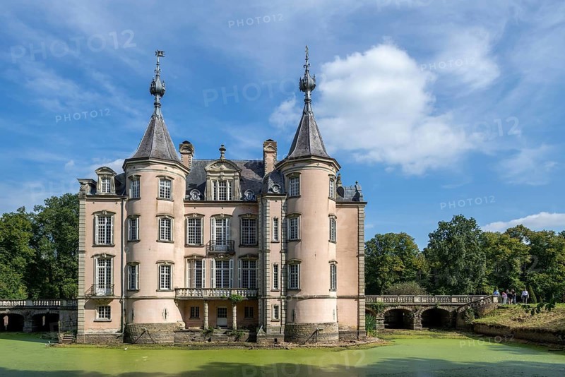 1750 moated Poeke Castle, Kasteel van Poeke in Rococo style near Aalter, East Flanders, Belgium