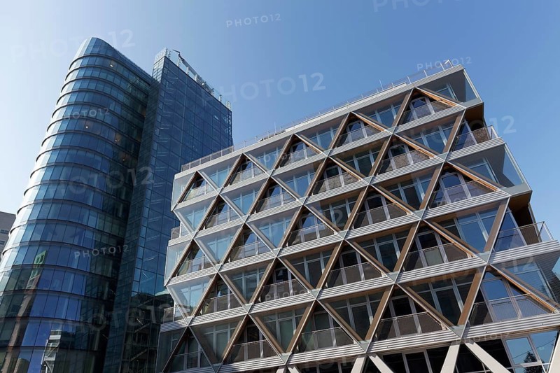Office building The Cradle by HPP Architekten, innovative timber hybrid construction, sustainable building, Düsseldorf Media Harbour, Düsseldorf, Germany