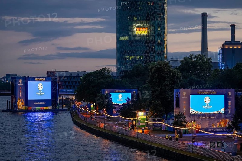 After a storm with heavy rainfall, the Fan Zone in Frankfurt am Main is closed, Fan Zone, Frankfurt am Main, Hesse, Germany