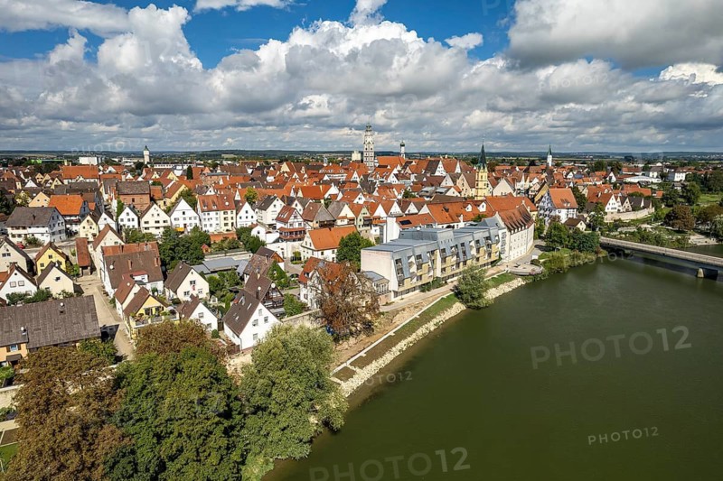 Aerial view of Lauingen an der Donau, Bavaria, Germany