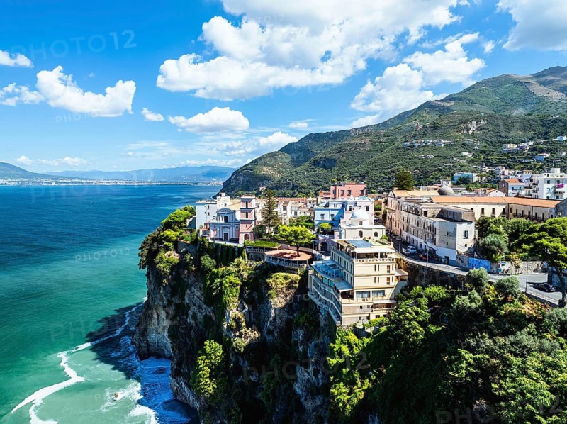 Vico Equense from a drone, Metropolitan City of Naples, Italy