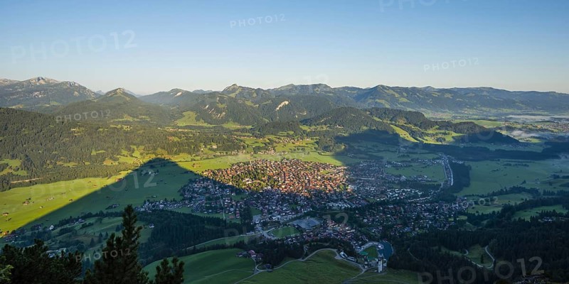Panorama from Schattenberg to Oberstdorf, Allgäu Alps, Allgaeu, Bavaria, Germany