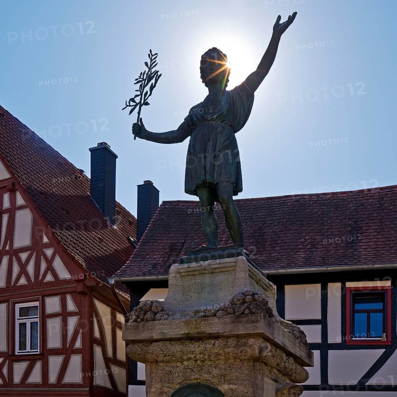 Platz des Friedens with peace monument, Steinheim, Hanau, Hesse, Germany