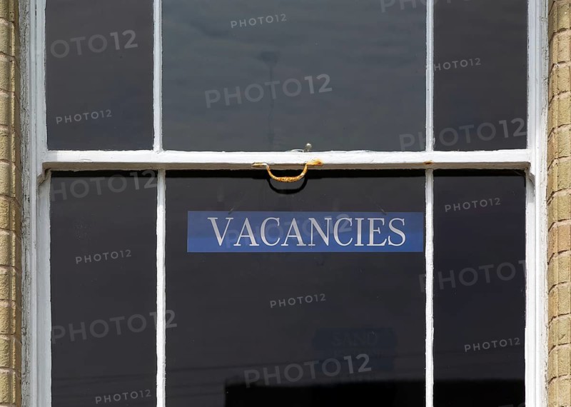 Sign in guesthouse window for Vacancies, Lowestoft, Suffolk, England, UK