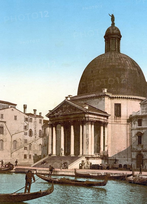 San Simeone Piccolo, San Simeone e Giuda, a church in the sestiere of Santa Croce, Venice, Italy, Historic, digitally restored reproduction from a 19th century original, Record date not stated