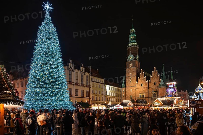WROCLAW, POLAND, DECEMBER 6, 2024: Traditional Christmas fair called Jarmark Bozonarodzeniowy in market square