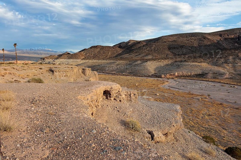 Echo wash drains into the Overton Arm of Lake Mead at Echo Bay, Nevada, USA