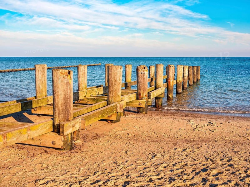 Old jetty on the beach of the Baltic Sea, Baltic resort Kühlungsborn, Mecklenburg-Western Pomerania, Germany
