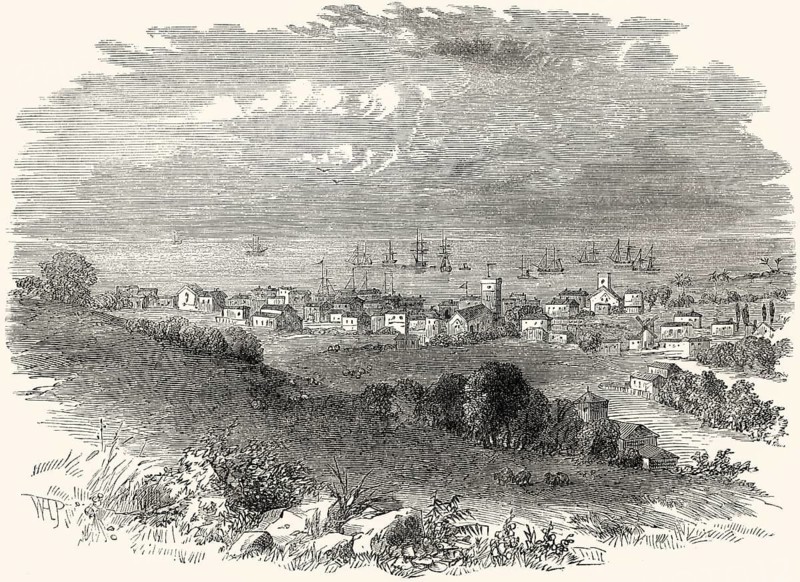 Historical view of Barbados, Lesser Antilles of the West Indies, 18th century, From British Battles on Land and Sea by James Grant