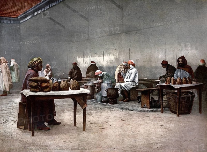 Grocer in Bona, Algeria, ca 1890, Historical, digitally restored reproduction from a 19th century original, Record date not stated