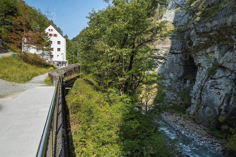 Former bathhouse in the Tamina gorge of Bad Pfäfers, St. Gallen, Switzerland