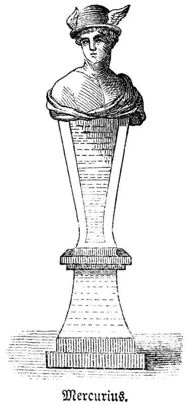 Mercurius, messenger of the gods of the ancient Greeks and Romans, Bible, historical illustration, Biblisches Handwörterbuch 1862