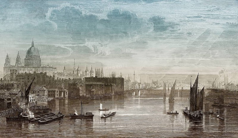 Panorama of Old London seen fromn Blackfriars Bridge