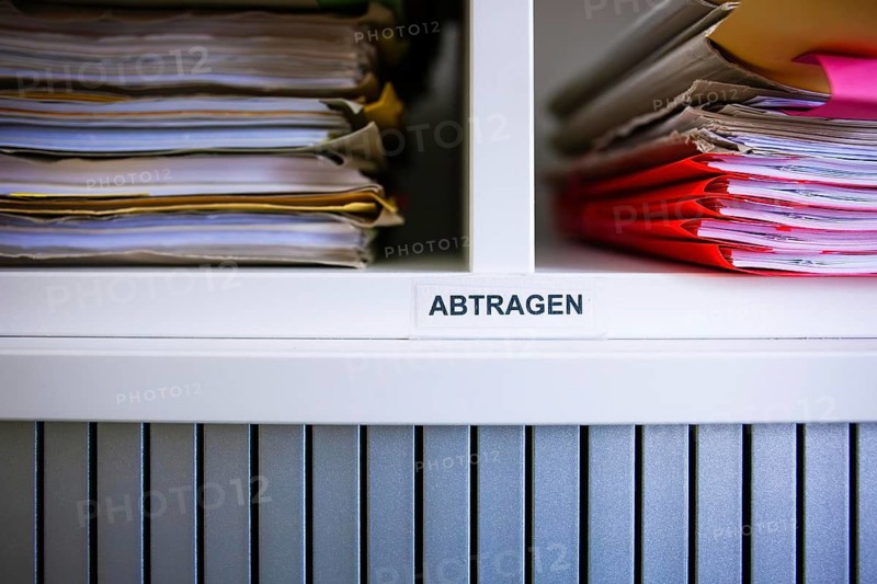 Pile of court files at the court, symbolic image, Düsseldorf, Germany